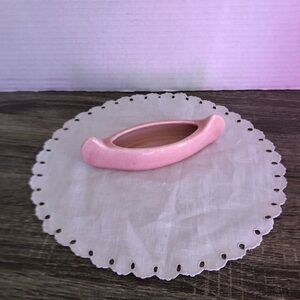 Handmade Pink Ceramic Miniature Canoe